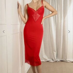 POPILUSH Shapewear Tummy Control Lace Inset Midi Dress fits L-XXL NWT‎